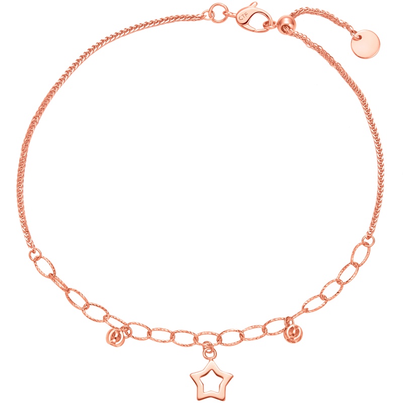 新款 周大福珠宝首饰简约星星18K金彩金手链E125490