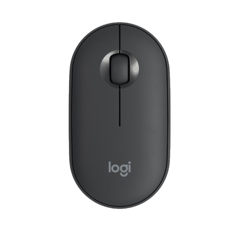 罗技 (Logitech) Pebble 鹅卵石轻薄型无线蓝牙静音鼠标光电蓝牙台式机笔记本电脑家用办公黑色+鼠标垫-CS