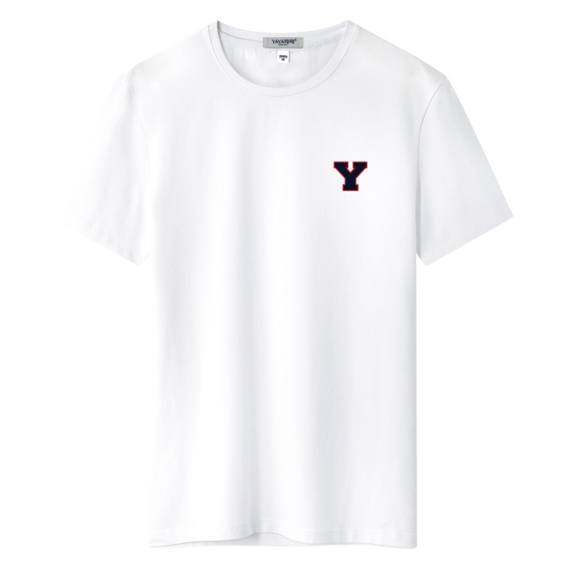 鸭鸭(yaya)夏季男士短袖T恤2021年新款大码宽松潮流休闲百搭印花圆领打底