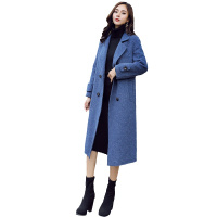 朗妮姿(LANGNIZI) 秋冬毛呢外套女中长款2019韩版潮雾霾蓝女士呢子大衣加厚 9803#