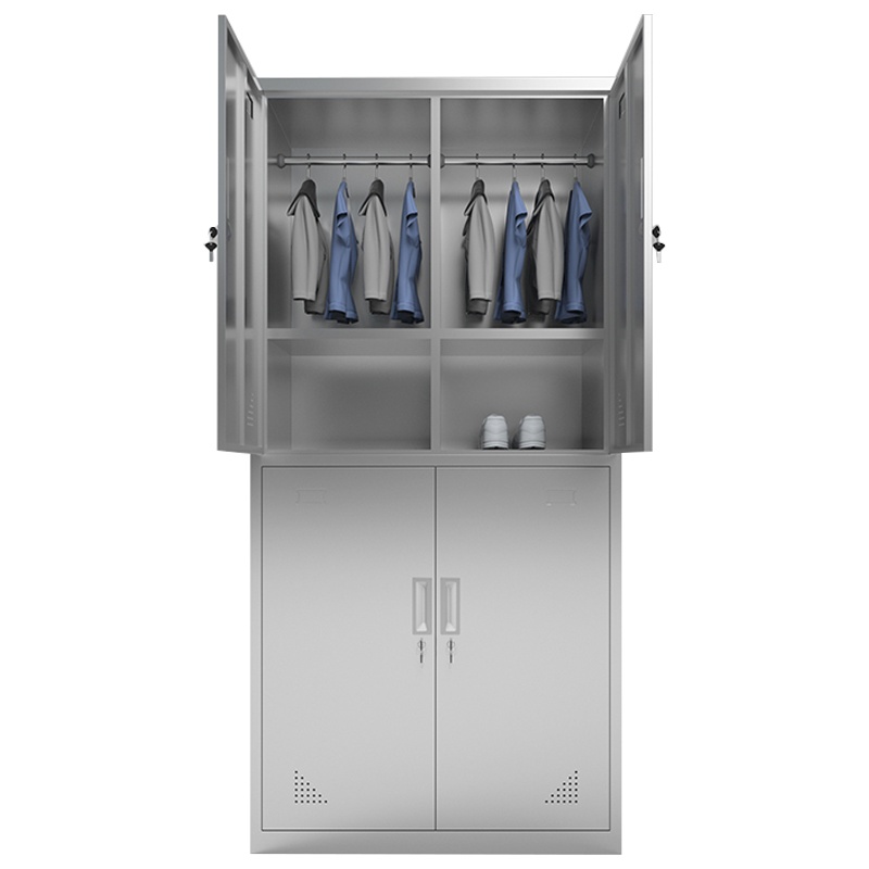 永格304不锈钢衣柜更衣柜员工储物柜 不锈钢4门衣柜