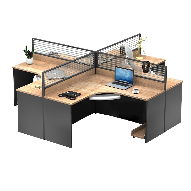 震海办公家具干字型四人位办公桌组合屏风工位电脑桌现代简约双人位员工桌4人位职员工作位6人位办公室桌子员工办公桌