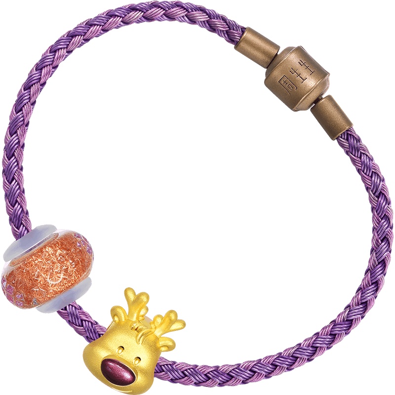 周生生(CHOW SANG SANG)黄金足金Charme串珠Murano Glass驯鹿手链90003B定价