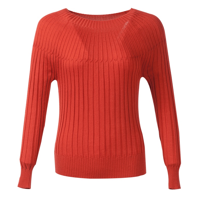 晚白 2020春季新品通勤百搭纯色一字领修身长袖套头针织衫羊毛衫女