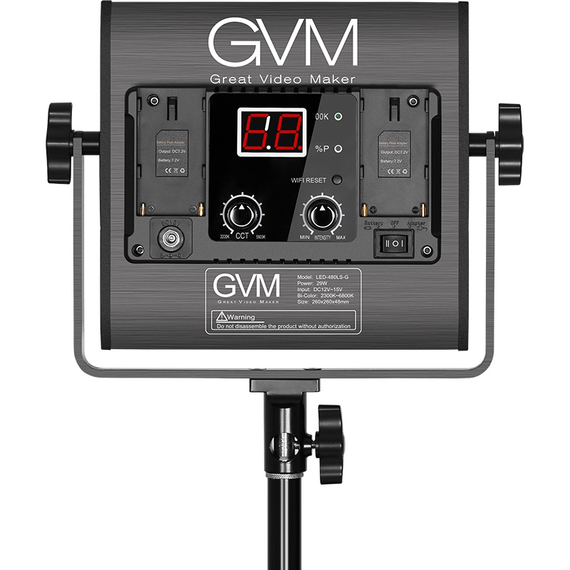 GVM480S LED摄影补光灯 室内直播柔光人像拍照常亮摄像灯便携套装