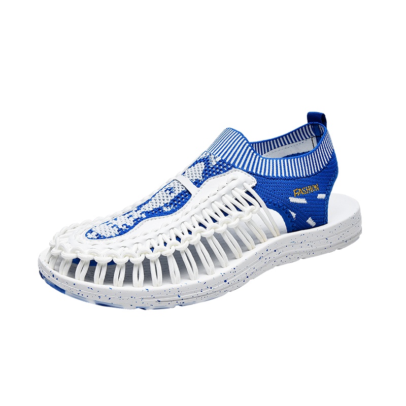 坚马手工编织凉鞋男夏季透气2021新款包头罗马潮运动休闲沙滩洞洞鞋男