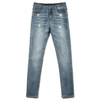 鸭鸭(yaya)女士时尚休闲牛仔裤棉修身长裤牛仔弹力直筒小脚裤子DSH06G0040