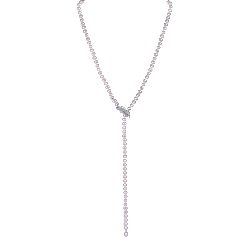 佰色传情(BRIR) 8-9mm四面光扁圆淡水珍珠项链羽毛时尚优雅 附证书