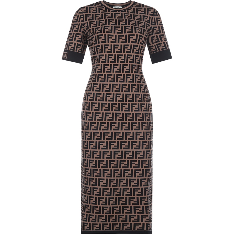 FENDI 女士 粘胶纤维/聚酯纤维圆领短袖针织连衣裙FZD753 A5QG