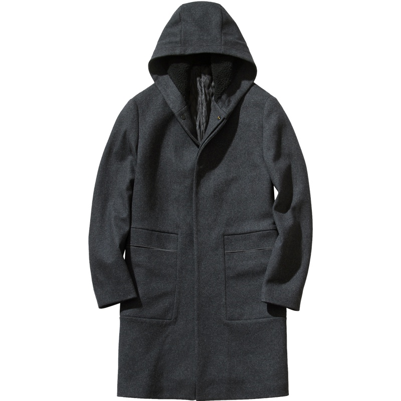 千纸鹤男士大衣外套2018冬季新款时尚保暖中长款毛呢大衣男69006