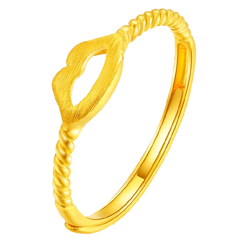 手拉手(Slaso)珠宝 黄金戒指女士 足金999性感嘴唇指环首饰小尾戒嘴唇戒指活口可调节 性感红唇戒指 定价送恋人