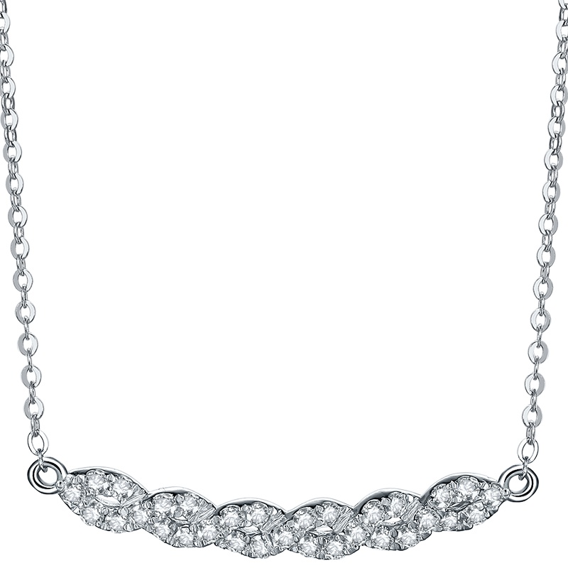 周六福白18K金清新百搭钻石套链链坠1151