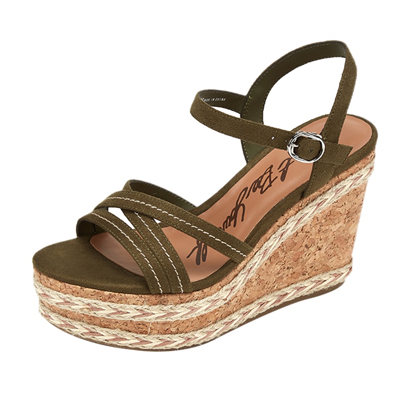 达芙妮夏新款平底百搭魔术贴厚底休闲运动女凉鞋