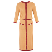 晚白2021春季新品两件套针织衫开衫包臀裙半裙休闲时尚针织套装女