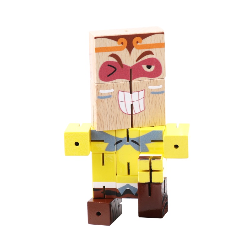 米米智玩 百变立方积木 木头人西游记人偶儿童机器人变形玩偶魔方- 天蓬猪八戒