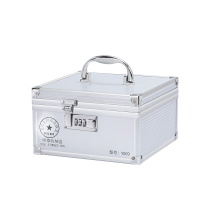 得力公章盒子收纳盒铝合金手提带锁多功能财务印鉴章印章箱印章盒 9格