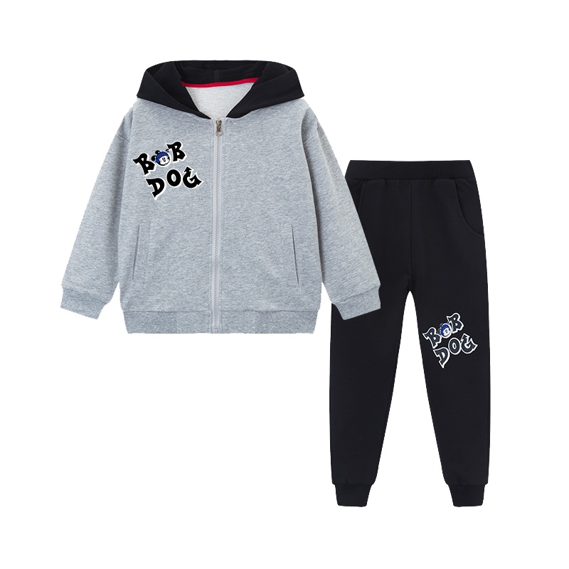 巴布豆/Bobdog 19年秋冬新款男童连帽时尚卫衣套装 931G02154
