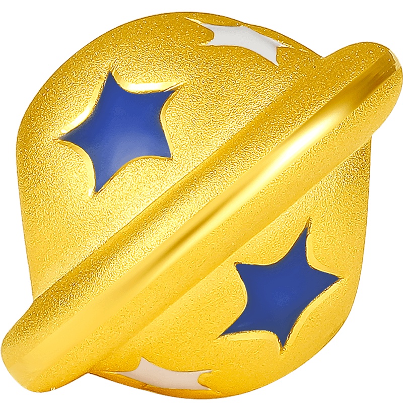 周大生黄金转运珠快乐星球珐琅硬金手链足金手绳太空宇航员送女友