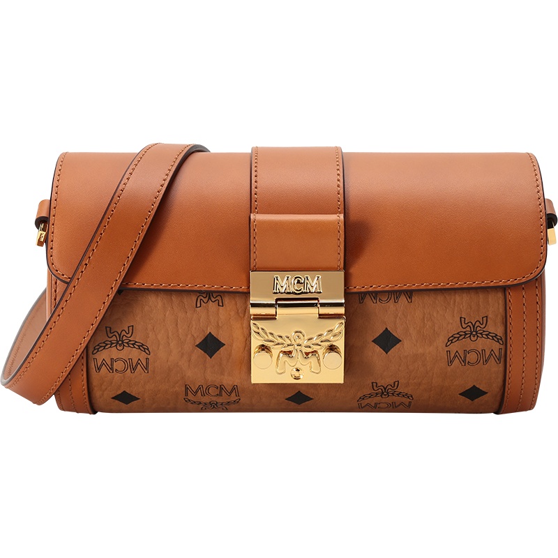 MCM 女士 涂层帆布配皮Tracy Visetos单肩斜挎包圆筒包小号 MWRBSXT01