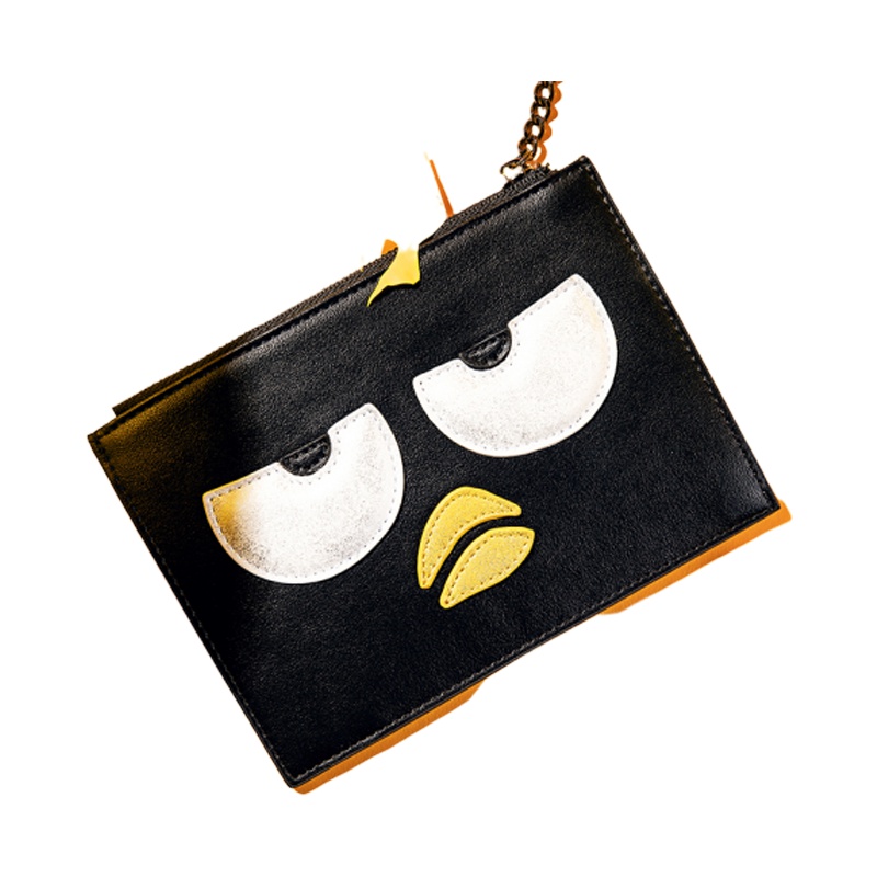 【暑假出行必备】Hello Kitty凯蒂猫 环形拉链装饰酷企鹅女士手拿包 黑色