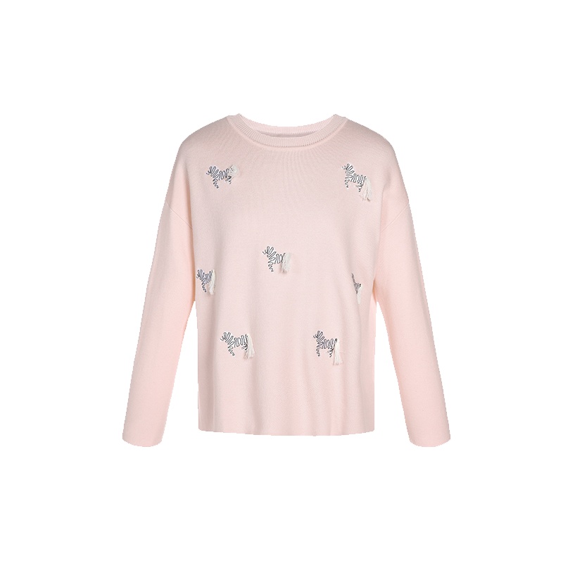 秋水伊人2019春装新品直筒圆领针织衫毛衫女FV24