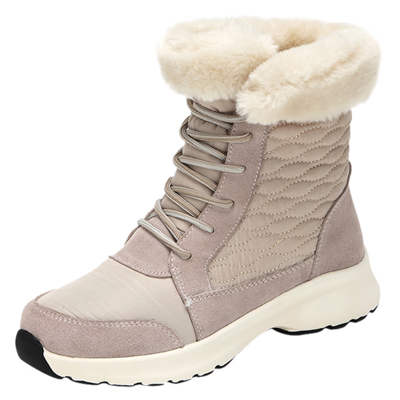 达芙妮雪地靴冬新款加绒加厚休闲系带女短靴