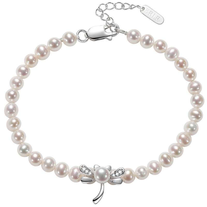 佰色传情纯银淡水珍珠手链蜻蜓小清新优雅手饰ins小众设计