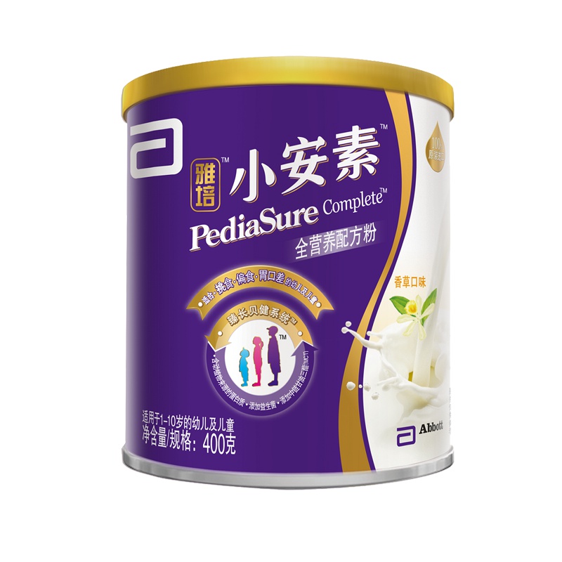 雅培小安素全营养配方粉香草味400g罐装