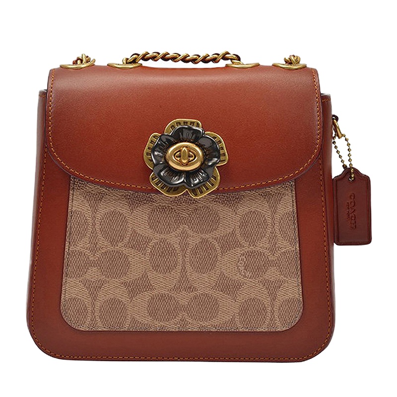 香港直邮 Coach(专柜) 女士棕色牛皮单肩包 C0828B4NQ4