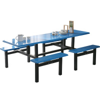 苏彩学校食堂快餐桌椅组合员工食堂餐桌椅玻璃钢长条凳款餐桌椅服务区连体餐桌椅组合