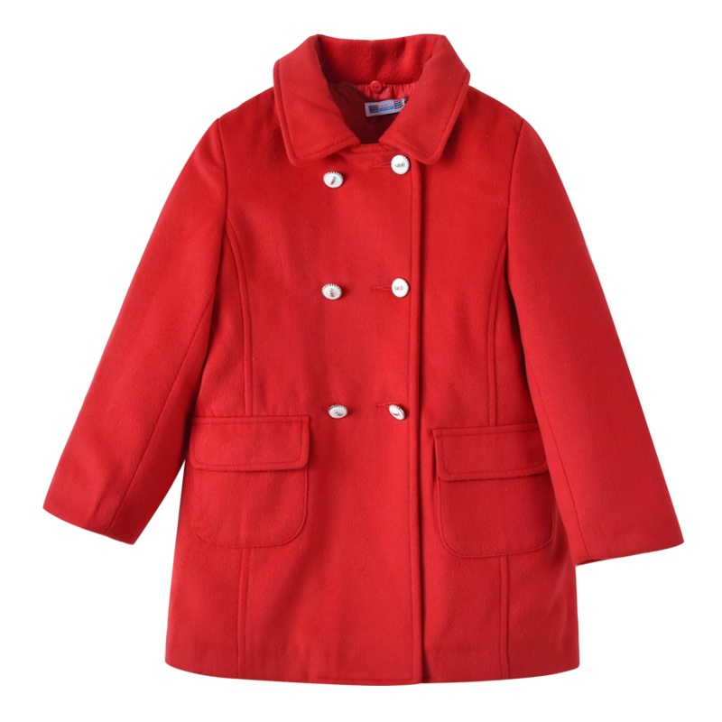 铅笔俱乐部童装2019冬季新款女童毛呢大衣中大童外套儿童纯色大衣
