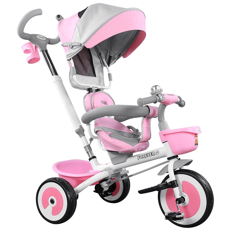 永久儿童三轮车1-3岁小孩脚踏车宝宝遛娃神器手推轻便可折叠车子