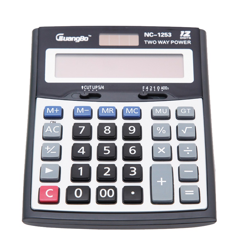广博NC-1253大屏幕双电源桌上计算器计算机太阳能 科学商务办公型计算器 大屏幕计算器 办公用品 计算器