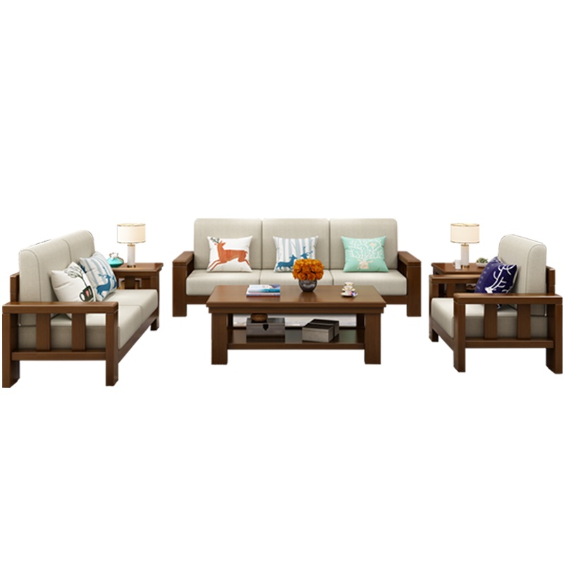 景山百岁 沙发 实木沙发 现代新中式沙发布艺沙发 大小户型客厅木质家具沙发组合