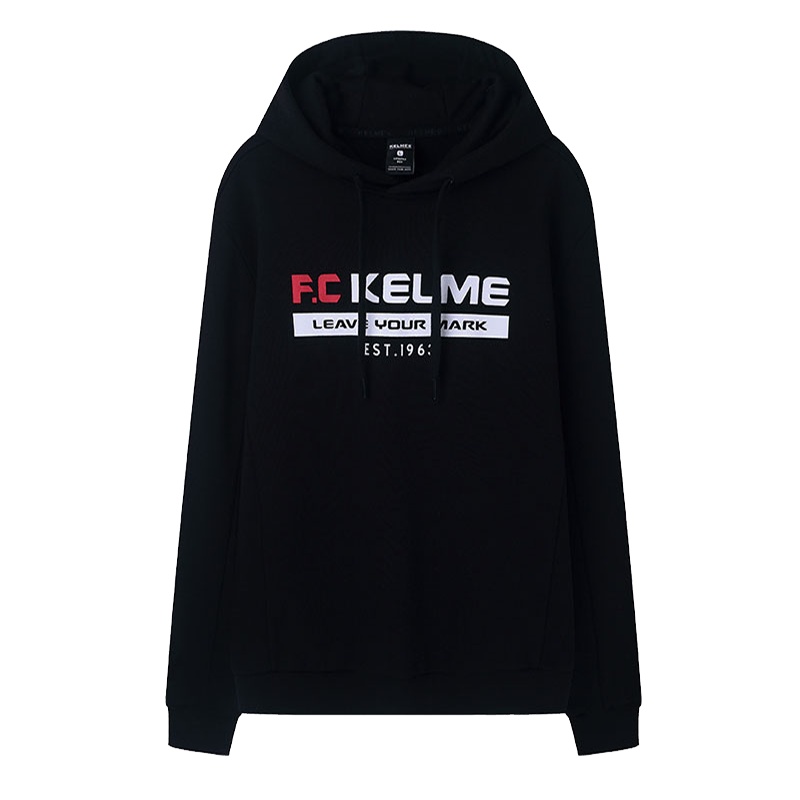 KELME/卡尔美 男士运动卫衣连帽宽松印花休闲套头衫新款外套