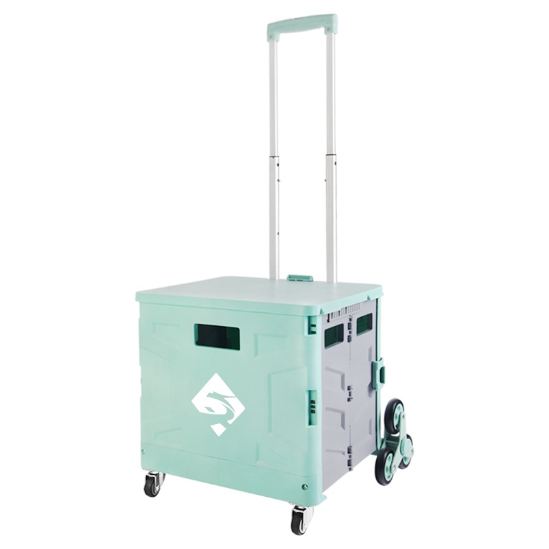 新越昌晖折叠购物车超市买菜车爬楼小推车手拉车便携手推车铝合金行李车拉杆车家用小拖车 茶绿色 PL032