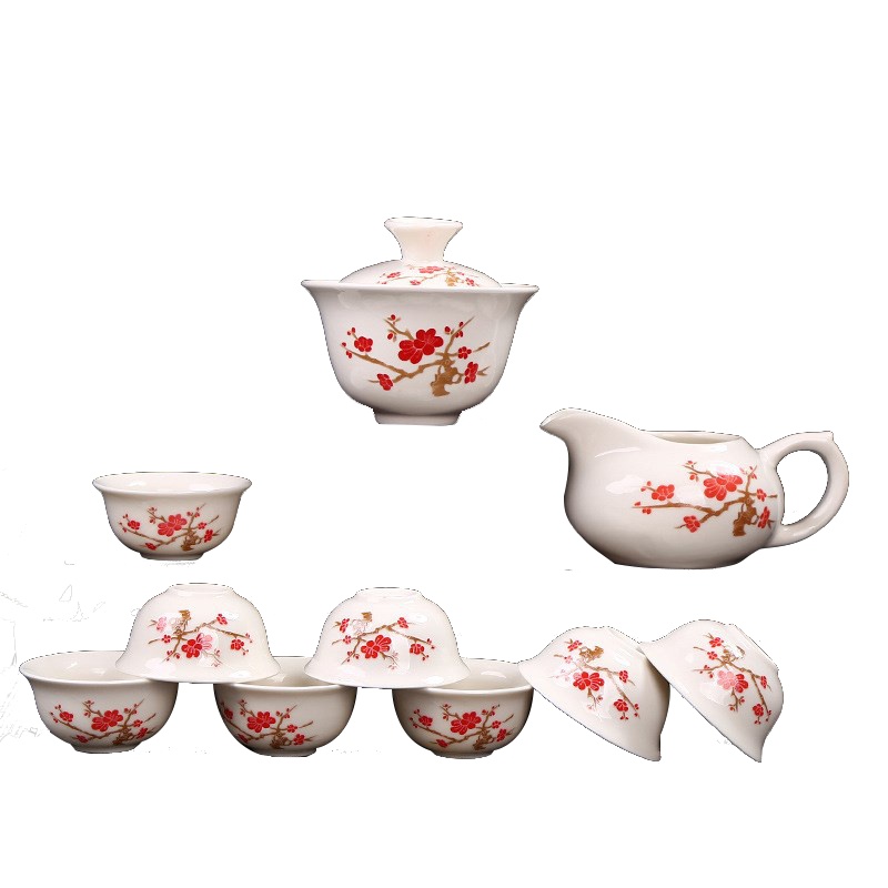 SCP 玉瓷茶具十件套 SCP-4265 (一碗一海八杯)家居功夫茶具(单位:套)