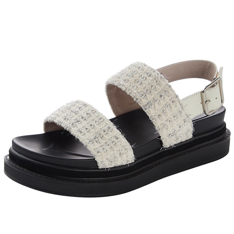 拉夏贝尔凉鞋女2019夏季新款绒面厚底女鞋百搭时尚晚晚鞋