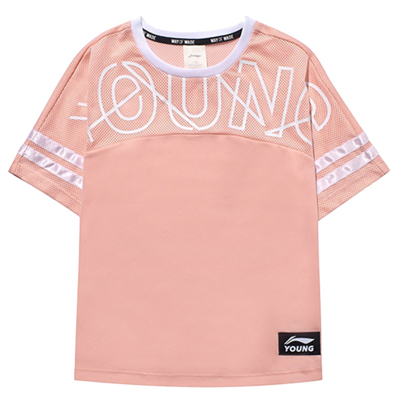 李宁童装女童网眼透气儿童休闲短袖T恤