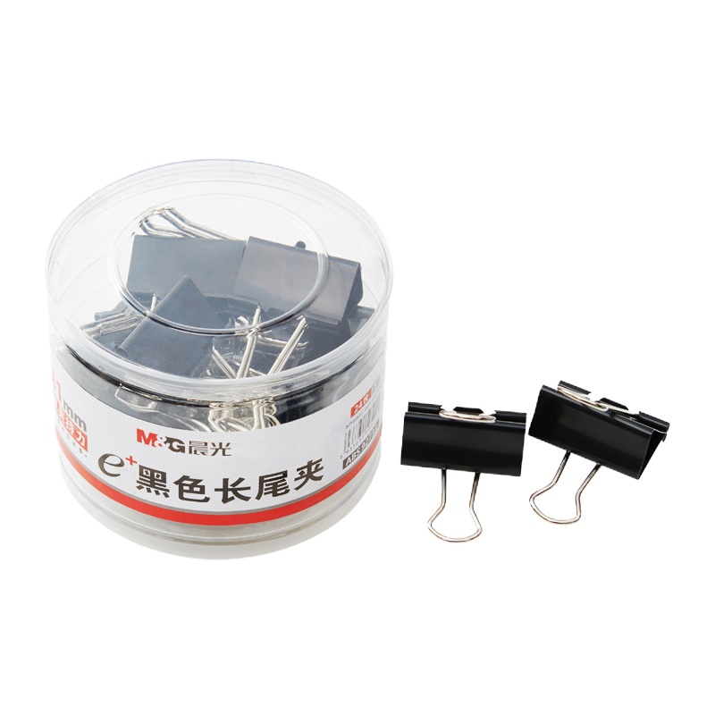 晨光(M&G)文具41mm黑色长尾夹 金属票据夹办公燕尾夹 24只/罐ABS92733