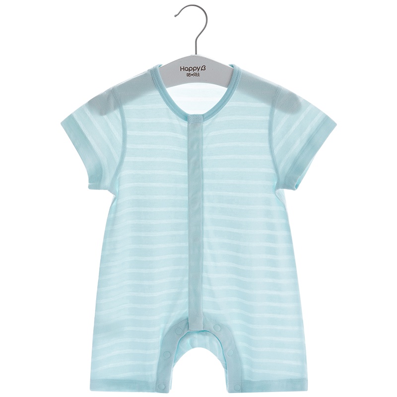 哈贝比（happyB）婴儿连体新生儿衣服夏装季男女宝宝空调服轻薄前开短袖哈衣