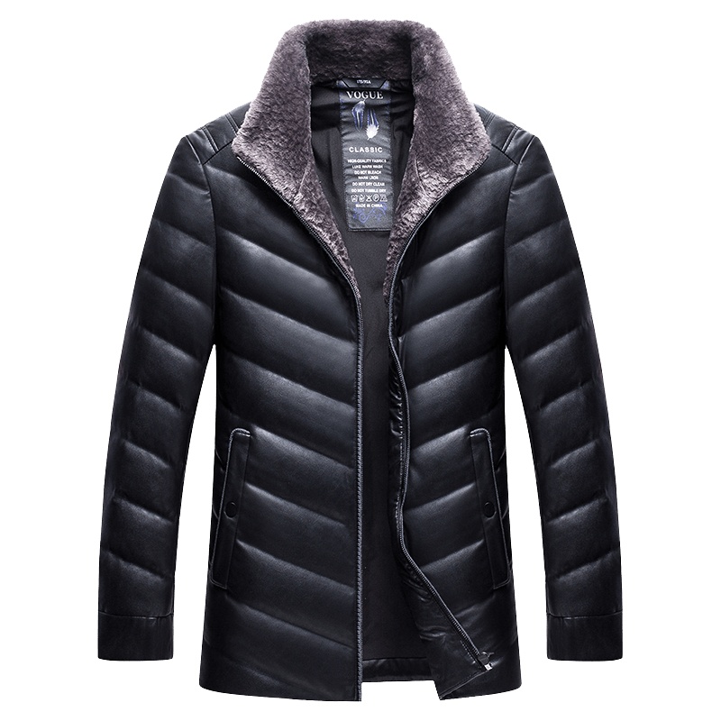 雪中飞羽绒服男短款2019新款中年男士加绒外套帅气爸爸装加厚