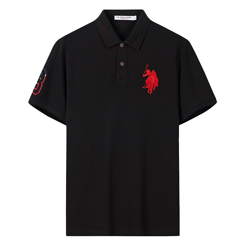 USPOLO ASSN（100%棉）夏季新款男士polo衫经典刺绣翻领运动休闲百搭短袖潮