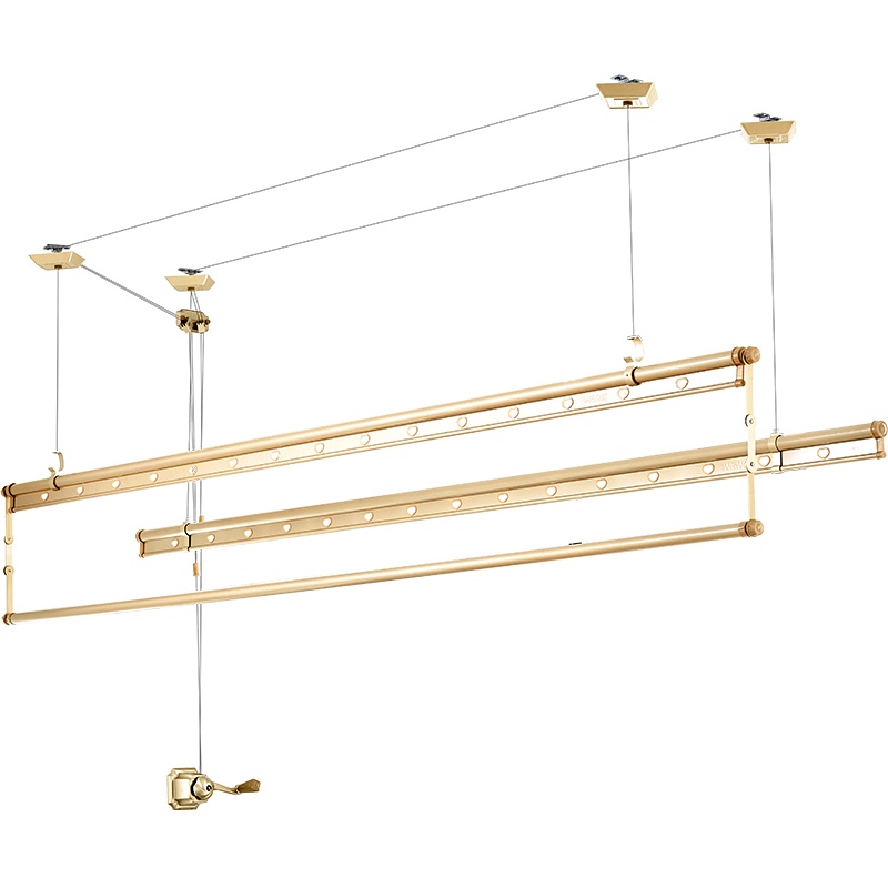 盼盼升降晾衣架阳台晾衣杆 室内家用手摇双杆式凉衣架晒衣架 三杆升降晾衣架