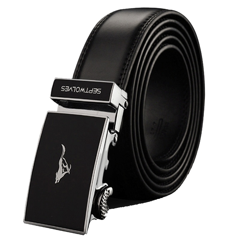 七匹狼SEPTWOLVES 皮带男士真皮 针扣黑色系;蓝色系;红色系;白色系 时尚自动扣腰带牛皮商务青年裤带纯正品休闲款