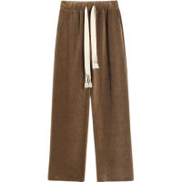 真维斯加绒灯芯绒阔腿裤子女秋冬季2021新款高腰直筒雪尼尔休闲裤