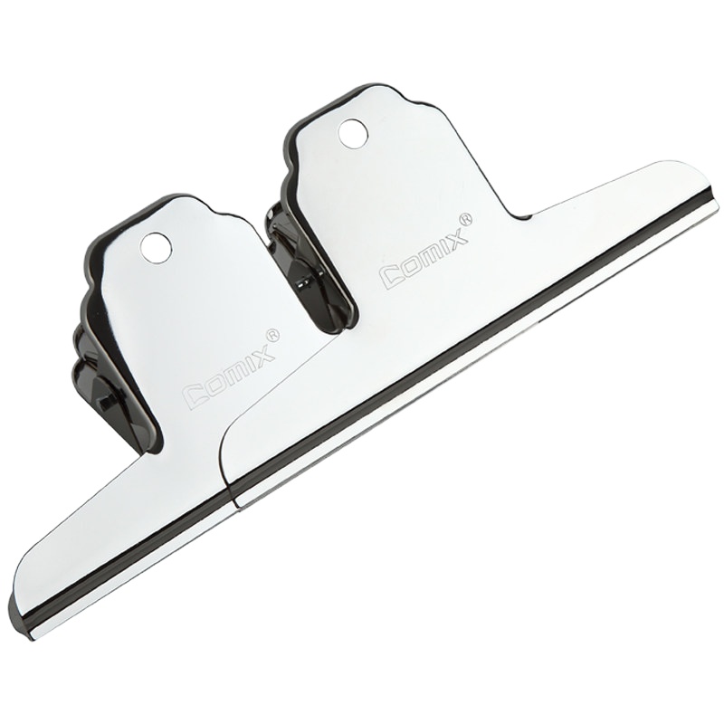 齐心B3620 齐心山形票据夹强力票夹不锈钢铁夹大夹子文具夹盒装 76mm 一盒3只