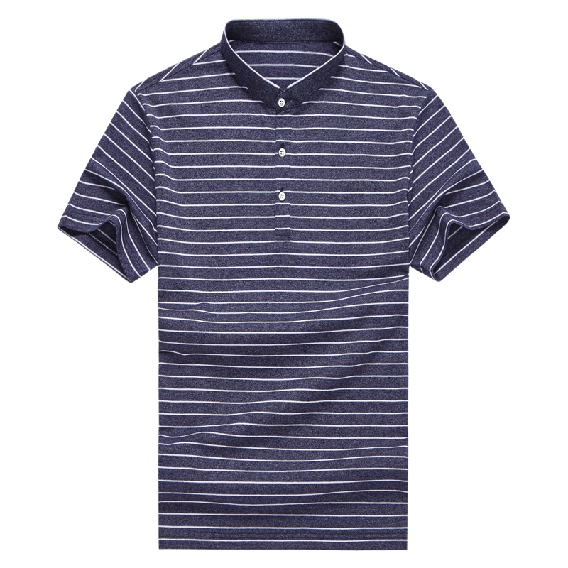 北极绒男士夏季条纹翻领短袖t恤男时尚简约半袖体恤polo衫