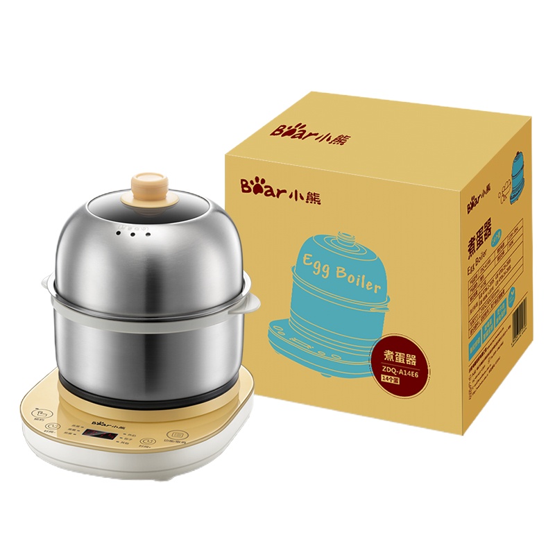 小熊(Bear)煮蛋器 家用微电脑预约定时不锈钢多功能迷你双层煎蛋器蒸蛋器ZDQ-A14E6