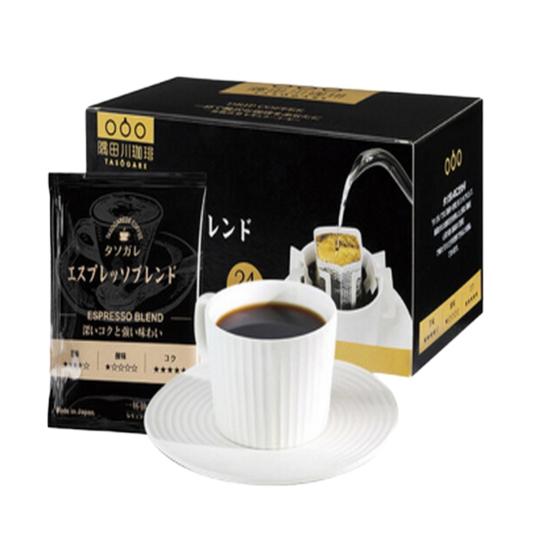 隅田川(TASOGAREDE)日本进口特浓挂耳式黑咖啡粉节日礼盒 意式口味 24片装 新